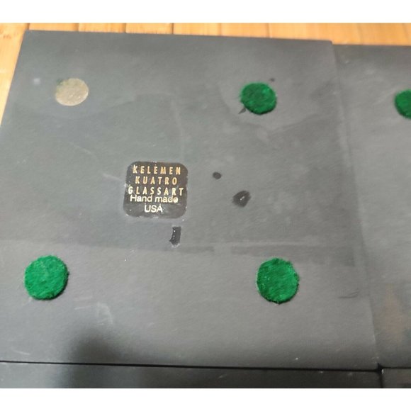 Hand Made Art Glass Coasters Set of 4 Alicia Kelemen Kuatro USA Pink Geometric - Picture 8 of 10